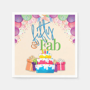 Serviette En Papier Serviettes de fête d'anniversaire colorées Fifty a