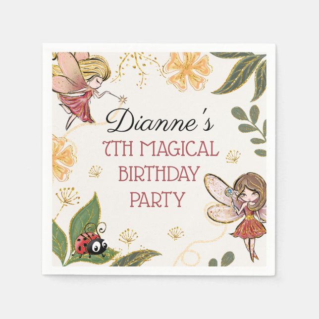 Serviette En Papier Serviettes de fête d'anniversaire fée magique (Devant)
