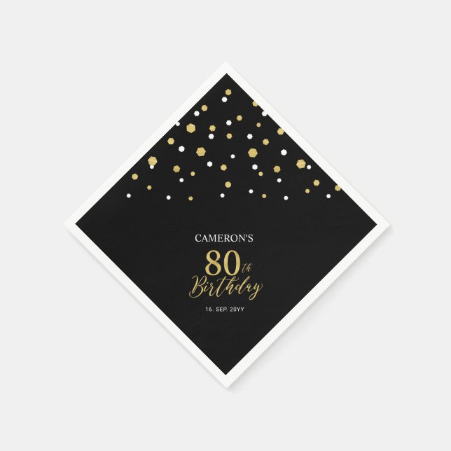 Serviette En Papier Serviettes de fête d'anniversaire Gold & Black 80t (Coin)