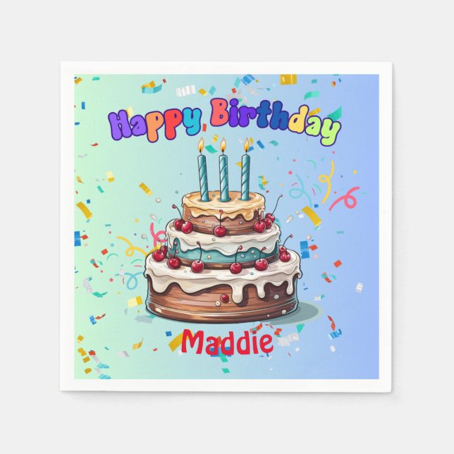 Serviette En Papier Serviettes de fête d'anniversaireCocktail standard (Devant)