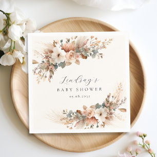 Serviette En Papier Serviettes de Fête de Bébé Fleur Bohème Pampas Ros