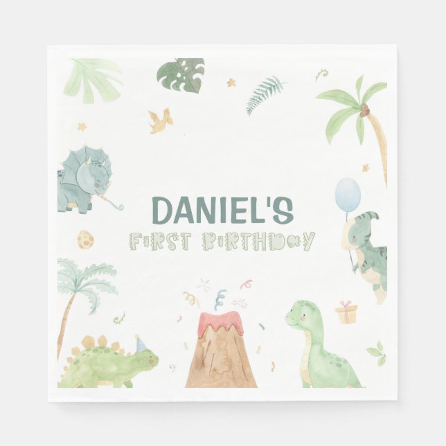 Serviette En Papier Serviettes de fête de dinosaures (Devant)