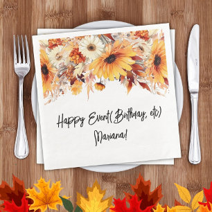 Serviette En Papier Serviettes de fête de fleurs d'automne