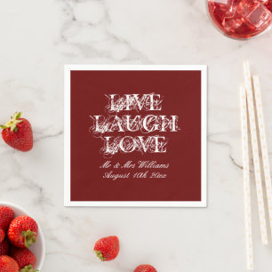 Serviette En Papier Serviettes de fête de mariage rouge foncé Live Lau