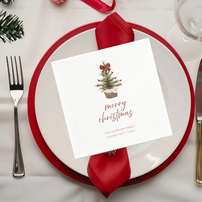 Serviette En Papier Serviettes de fête de Noël avec mini arbre rustiqu (Créateur téléchargé)