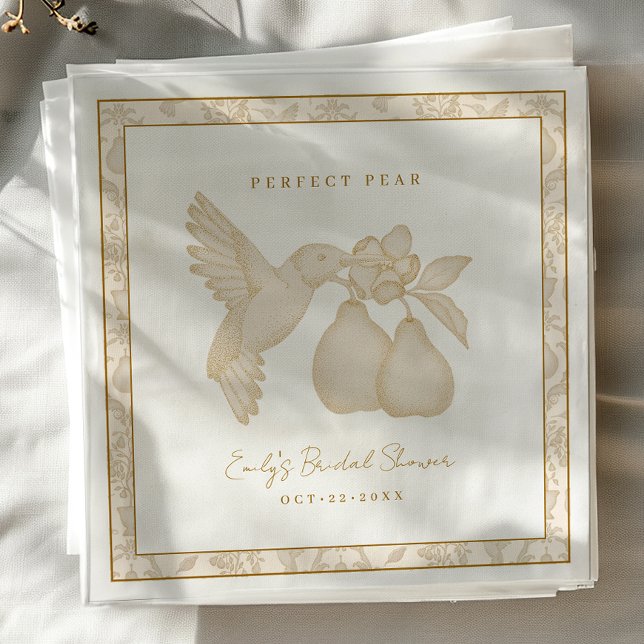 Serviette En Papier Serviettes de Fête des mariées de poire Gold Perfe (Perfect Pear Bridal Shower Napkin)