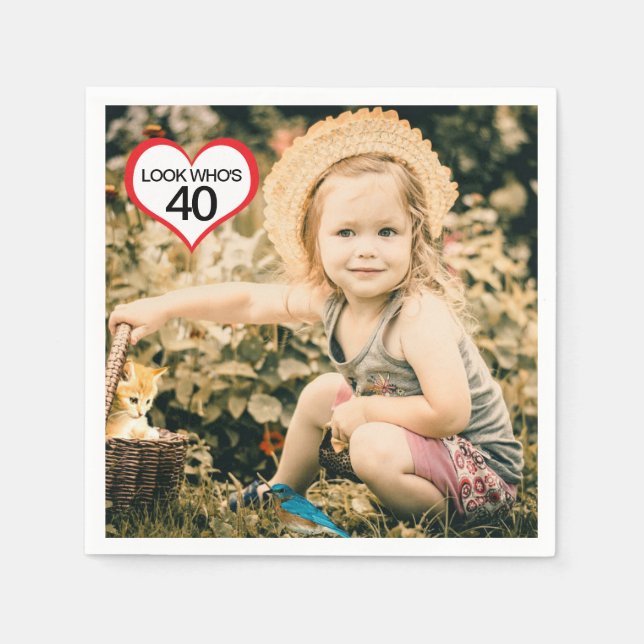 Serviette En Papier Serviettes de fête du 40e anniversaire avec photo (Devant)