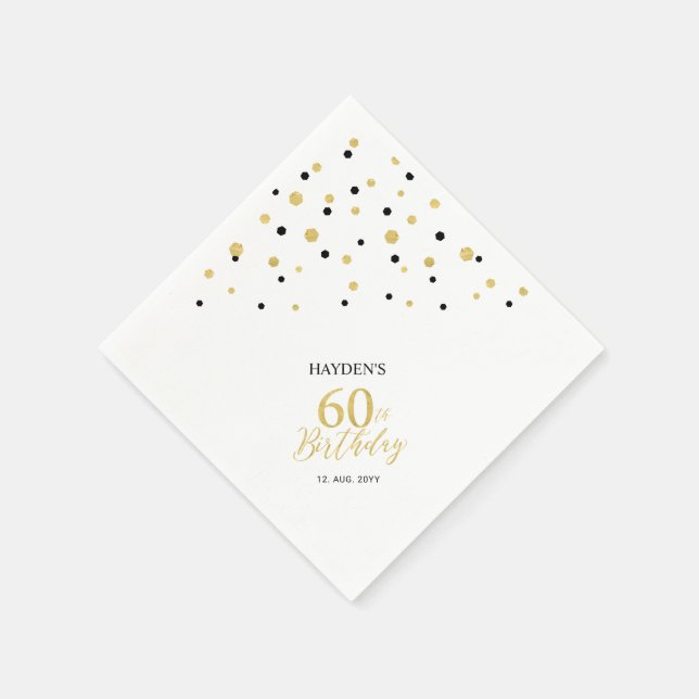 Serviette En Papier Serviettes de fête du 60e anniversaire Gold & Blac (Coin)