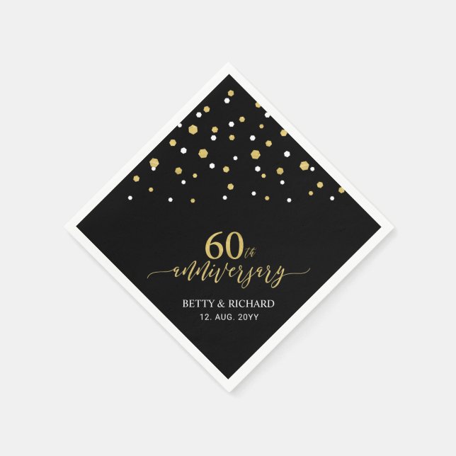 Serviette En Papier Serviettes de fête du 60e anniversaire Gold & Blac (Coin)