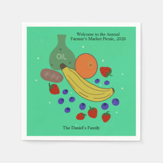 Serviette En Papier Serviettes de fête Fruit et Huile 4,75 x 4,75 pouc