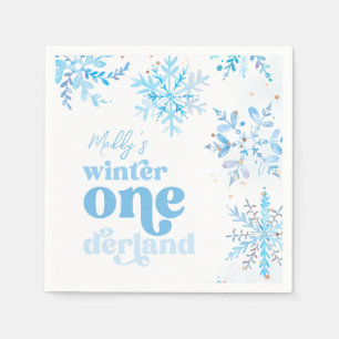Serviette En Papier Serviettes de fête Onederland Hiver Bleu
