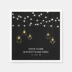 Serviette En Papier Serviettes de fête personnalisées Black & Gold   L