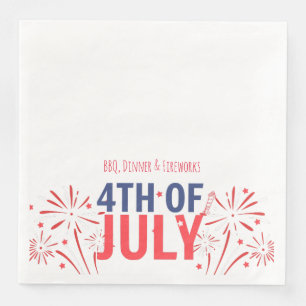 Serviette En Papier Serviettes de fête personnalisées Minimal Red Fire