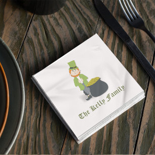 Serviette En Papier Serviettes de fête personnalisées vert Lucky Lepre