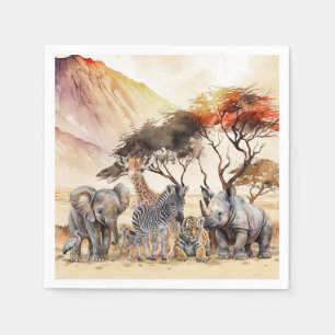 Serviette En Papier Serviettes de fête pour animaux de safari