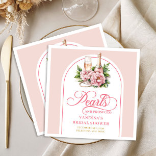 Serviette En Papier Serviettes de fête prénuptiale Rose chic et perles
