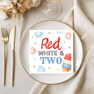 Serviette En Papier Serviettes de fête Rouge Blanc et Deux Glaces