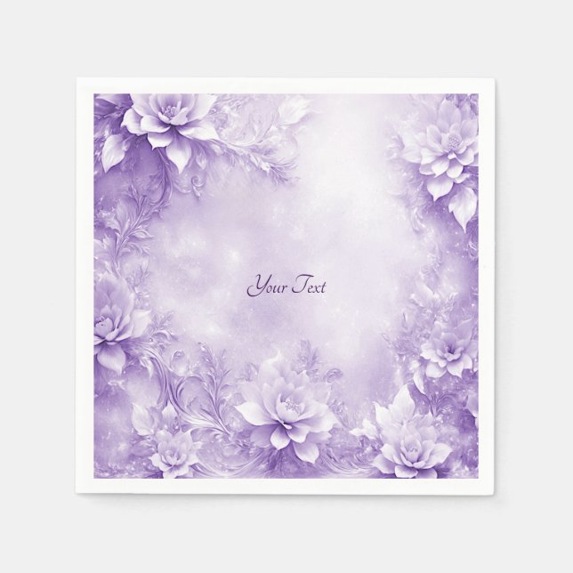 Serviette En Papier Serviettes de fleurs blanches violettes (Devant)