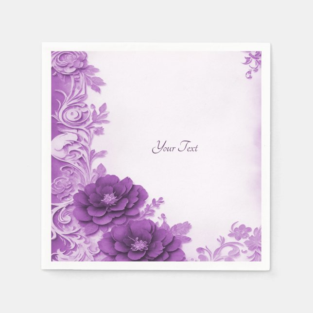 Serviette En Papier Serviettes de fleurs violettes (Devant)
