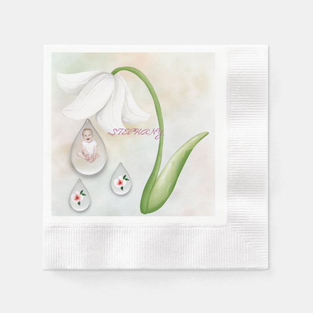 Serviette En Papier Serviettes de gouttelettes de fée blanche (Devant)
