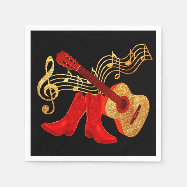 Serviette En Papier Serviettes De Guitare Et Botte De Cowboy Western P (Devant)