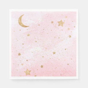 Serviette En Papier Serviettes de la fête de l'espace rose pour fille