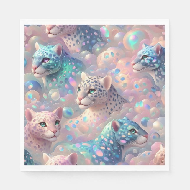 Serviette En Papier Serviettes de luxe imprimées léopard opale (Devant)