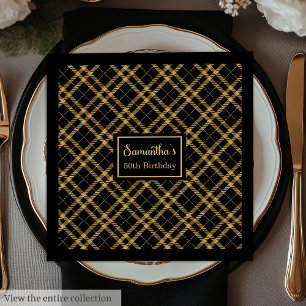 Serviette En Papier Serviettes de luxe pour anniversaire Noir Or Nom p