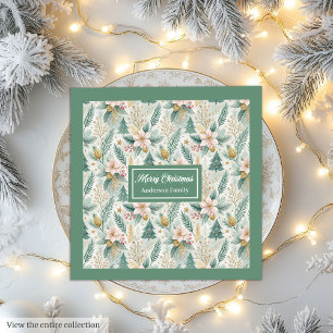 Serviette En Papier Serviettes de luxe vert aneth et or Monogramme Fêt