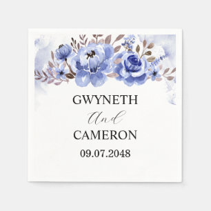 Serviette En Papier Serviettes de mariage à fleurs bleues