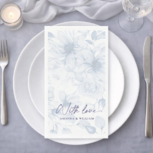 Serviette En Papier Serviettes de mariage à fleurs bleues – Avec amour