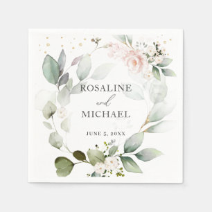 Serviette En Papier Serviettes de Mariage à fleurs vertes