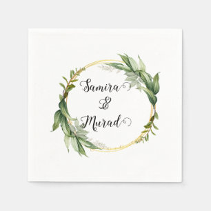 Serviette En Papier Serviettes de Mariage à fleurs vertes