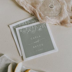 Serviette En Papier Serviettes de mariage à monogramme et fleurs sauva