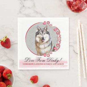 Serviette En Papier Serviettes de mariage Alaskan Malamute avec photo 