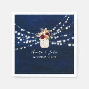 Serviette En Papier Serviettes de mariage avec guirlande lumineuse mar