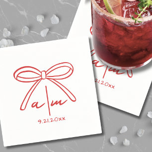 Serviette En Papier Serviettes de mariage avec monogramme rouge dessin