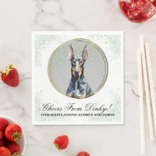 Serviette En Papier Serviettes de mariage avec photo de chien Doberman