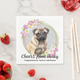 Serviette En Papier Serviettes de mariage avec photo de Pug