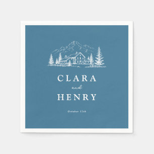 Serviette En Papier Serviettes de mariage bleu ardoise pour chalet de