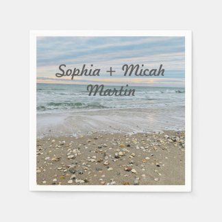 Serviette En Papier Serviettes de mariage bleu coquille