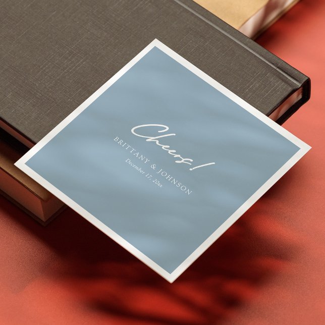 Serviette En Papier Serviettes de Mariage bleu Dusty personnalisées (Personalized Dusty Blue Wedding Napkins)