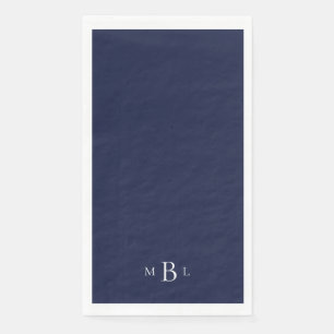 Serviette En Papier Serviettes de mariage bleu marine monogramme blanc