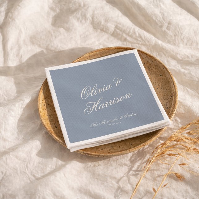 Serviette En Papier Serviettes de mariage bleu poussiéreux Something B (Créateur téléchargé)