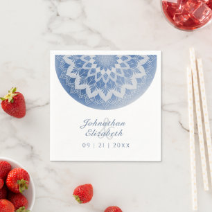 Serviette En Papier Serviettes de mariage Blue Lace Mandala