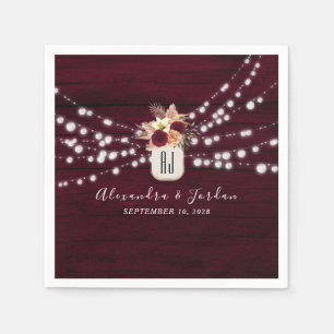 Serviette En Papier Serviettes de mariage bordeaux