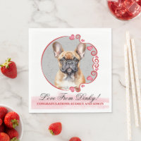 Serviettes de mariage Bouledogue français avec pho