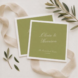Serviette En Papier Serviettes de mariage classiques vert olive