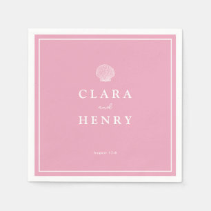 Serviette En Papier Serviettes de mariage côtières rose blush coquilla