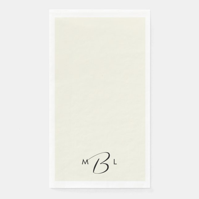 Serviette En Papier Serviettes de mariage crème avec police combinée d (Devant)